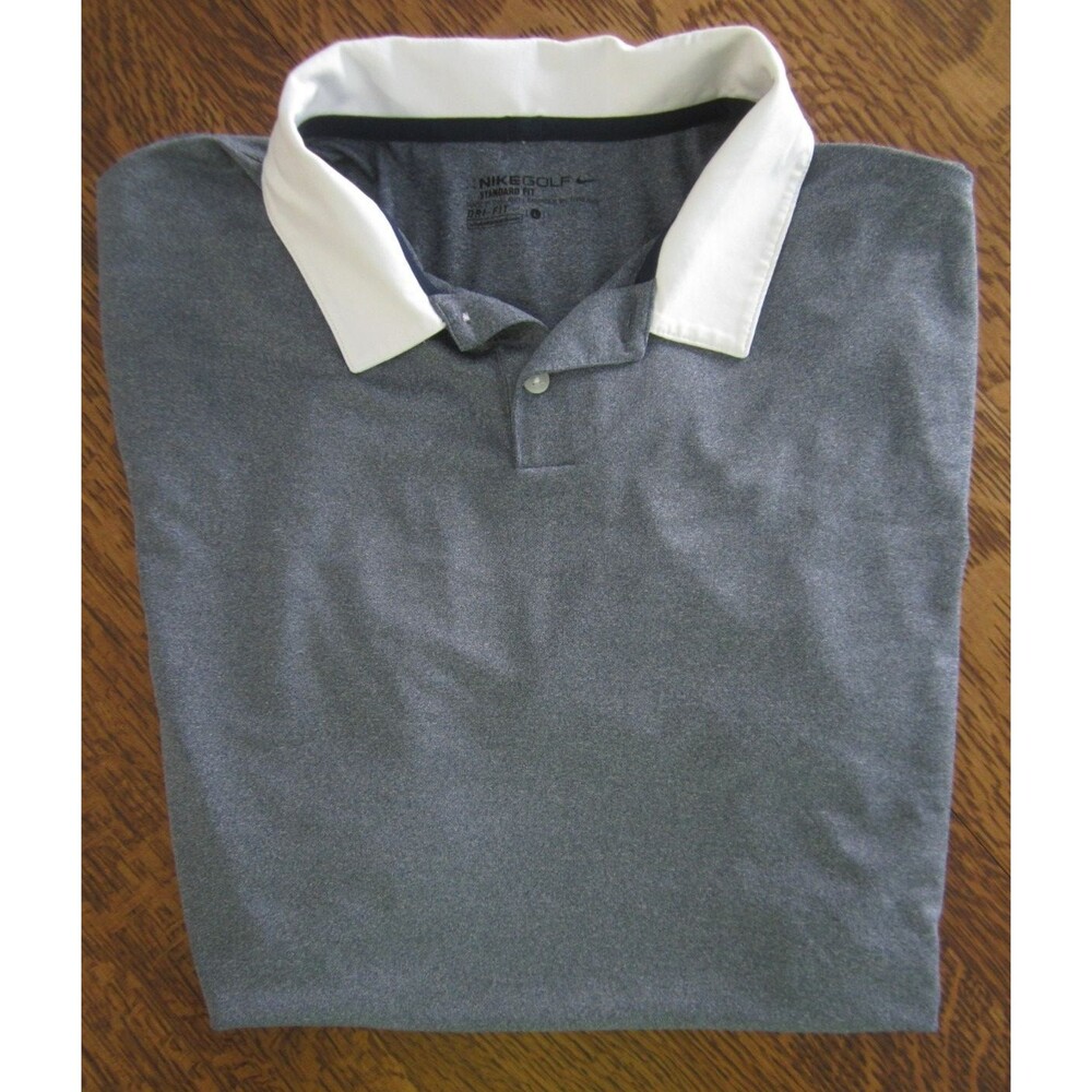 Nike Polo Shirt Mens Large Blue white Performance Golf